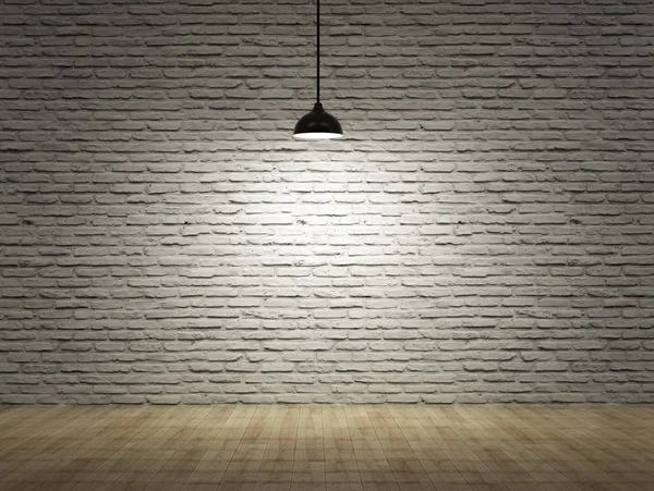 Ceiling lamp with brick wall and wood floor — Stock Photo, Image