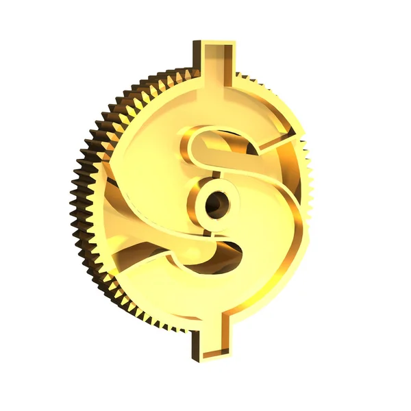 Gyllene redskap med dollarn symbol, 3d illustration. — Stockfoto