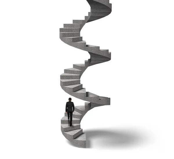 Businessman climbing concrete spiral staircase — Stock Photo, Image