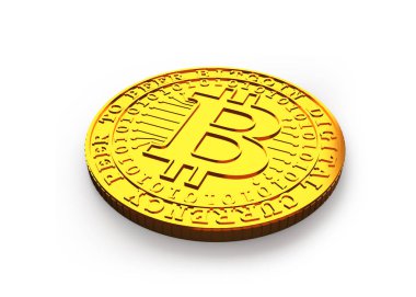Altın Bitcoin, cryptocurrency kavramı, 3d çizim