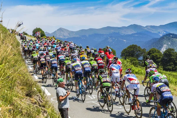 对 Col d'Aspin-环法自行车赛 2015年珀 — 图库照片