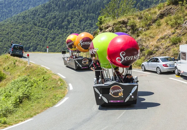 Przyczepa Senseo w Pirenejach - Tour de France 2015 — Zdjęcie stockowe