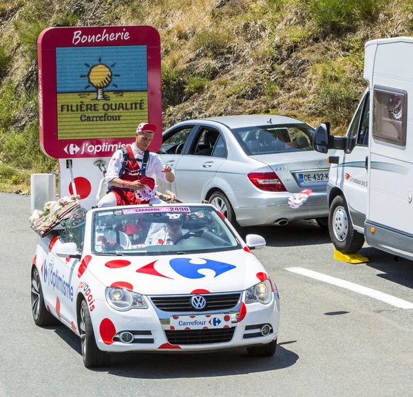 Carrefour Caravana en los Pirineos - Tour de France 2015 — Foto de Stock