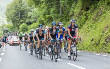 The Peloton on Col du Tourmalet - Tour de France 2014 clipart