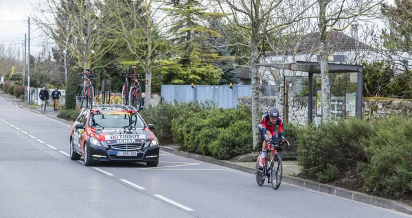 The Cyclist Michael Schar - Paris-Nice 2016 — Stock Photo, Image