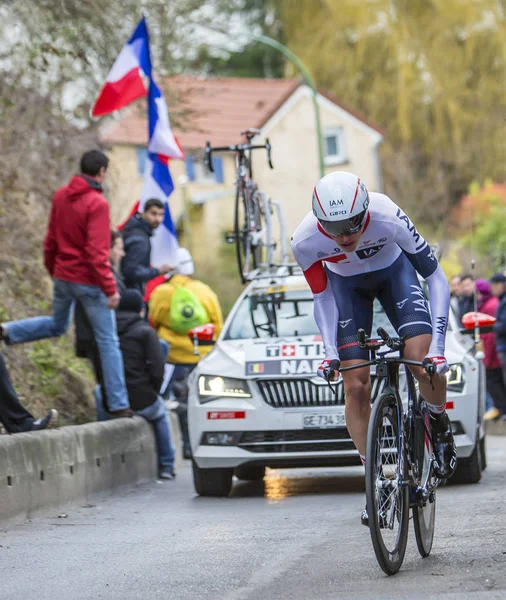 Bisikletçi Oliver Naesen - Paris-Nice 2016 — Stok fotoğraf