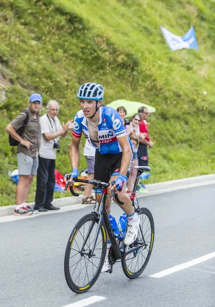 O ciclista Ramunas Navardauskas em Col de Peyresourde - Tour de — Fotografia de Stock