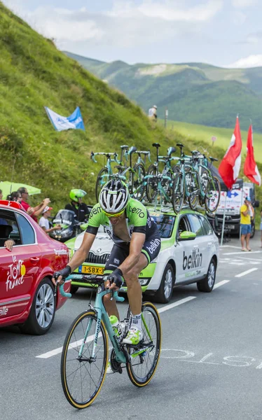 O ciclista Maarten Wynants no Col de Peyresourde - Tour de Fran — Fotografia de Stock