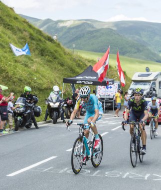 Col de Peyresourde 'deki bisikletçiler - 2014 Fransa Turu