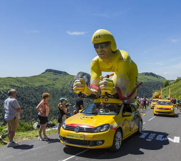 LCL Yellow Cyclist Mascot - Tour de France 2016 — Stock Photo, Image