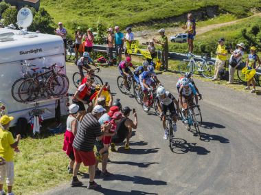 Group of Cyclists on Col du Grand Colombier - Tour de France 201 clipart