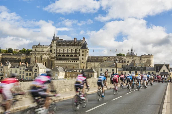 The Peloton and the Amboise Chateau- Paris-Tours 2017 — Stock Photo, Image