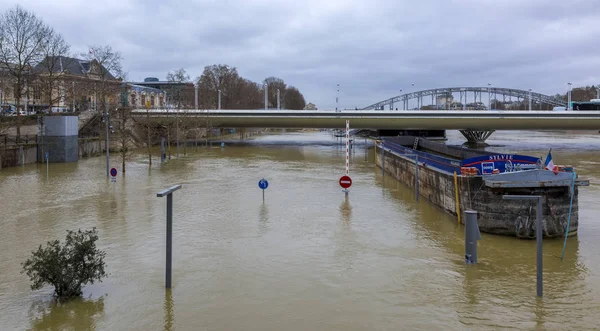 Parigi Francia Gennaio 2018 Senna Aumenta Modo Significativo Aumentando Rischio — Foto Stock