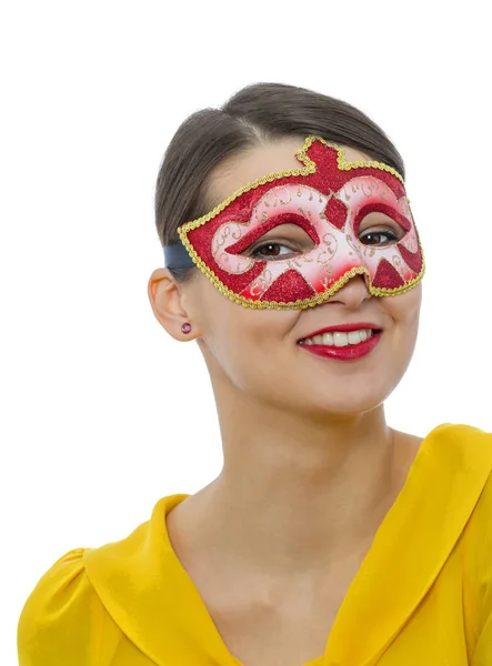 Portrait of a Young Woman with a Mask — Stock Photo, Image