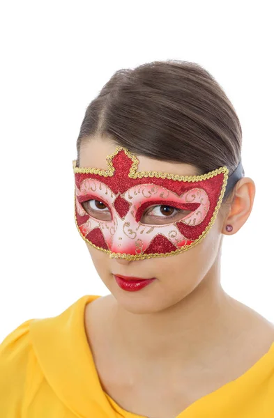 Porträt einer jungen Frau mit Maske — Stockfoto