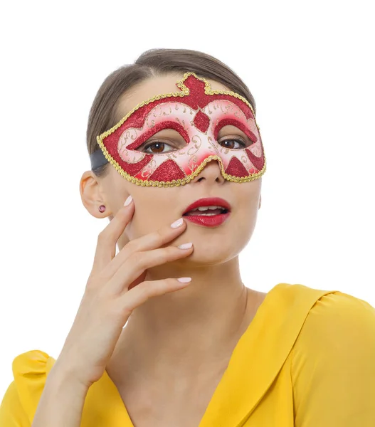 Portrait of a Young Woman with a Mask — Stock Photo, Image