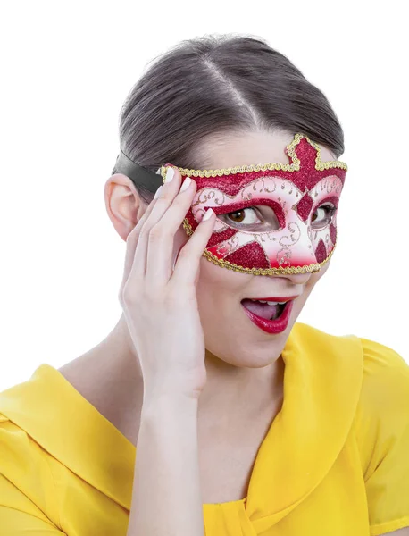 Porträt einer jungen Frau mit Maske — Stockfoto