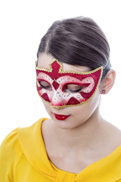 Retrato de una joven con una máscara — Foto de Stock