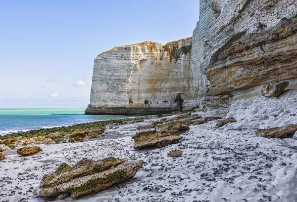 Imagem Praia Rochosa Tileul Alta Normandia Norte França — Fotografia de Stock