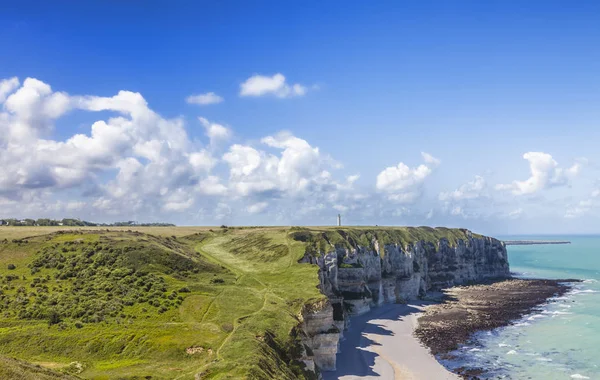 Praia Tileul Costa Normandia Durante Maré Baixa — Fotografia de Stock