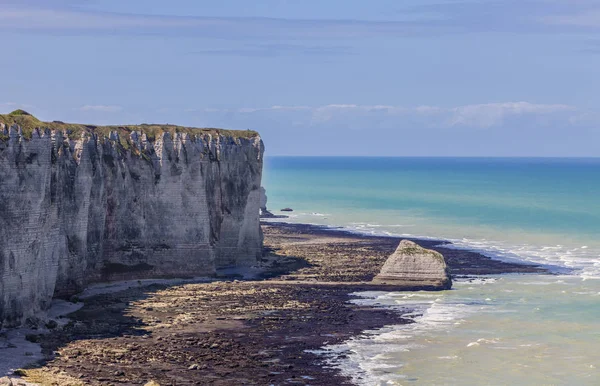 Línea Costera Normandía Norte Francia Durante Marea Baja — Foto de Stock