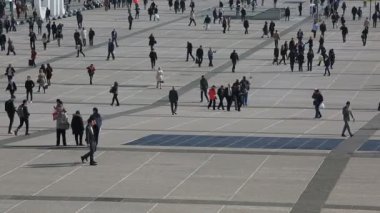 PARIS-OCOTBER 12,2015:Unidentified people walking at lunch time in La Defense, Paris