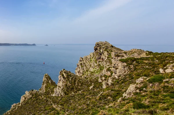 Sziklák Erquy Cape Bretagne Ban Észak Franciaországban — Stock Fotó