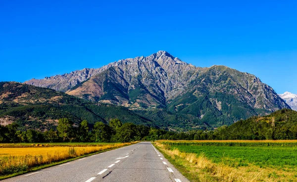 Image Road Going Direct Big Mountains Napoleon Road France Leading — Stock Photo, Image