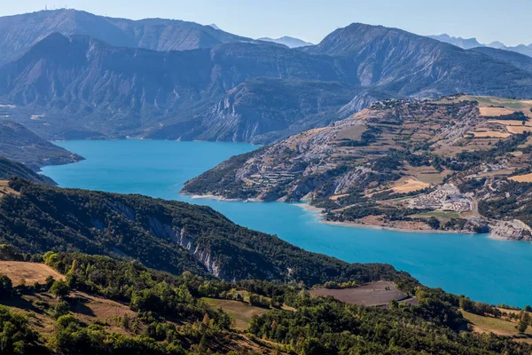 Prachtig Landschap Rond Het Serre Poncon Meer Gelegen Franse Alpen — Stockfoto