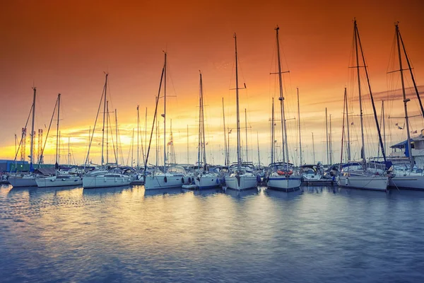 Mooie Kleurrijke Ochtend Zonlicht Jachthaven Pula Kroatië — Stockfoto