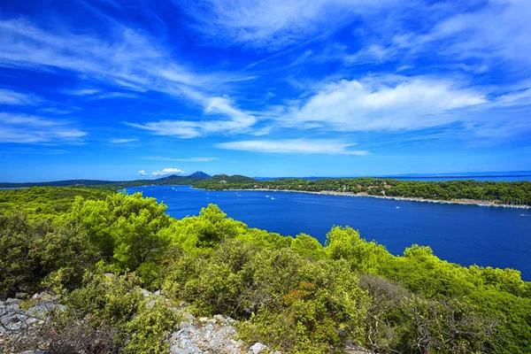 Widok Lotu Ptaka Zatokę Wyspa Losinj Chorwacja — Zdjęcie stockowe