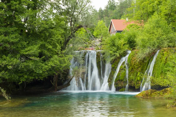 Waterval Korana Rivier Slunj Kroatië — Stockfoto