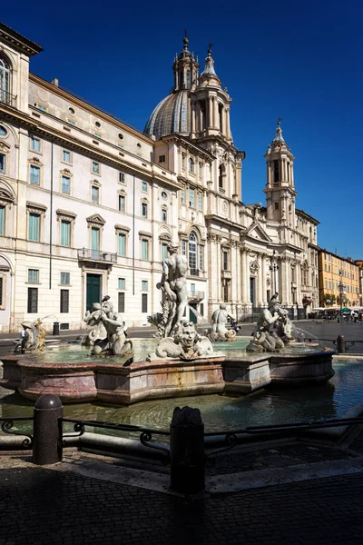 Fontana Del Moro Fontanna Maurów Piazza Navona Rzym Włochy — Zdjęcie stockowe