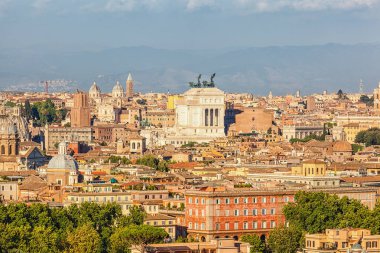 Roma, İtalya 'nın tarihi merkezinin havadan panoramik görüntüsü