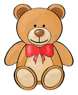 Oyuncak ayı peluş oyuncak. Fırça boya elle çizilmiş 