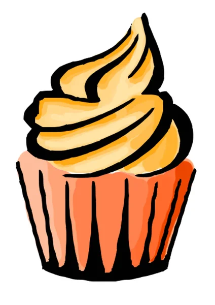 Sobremesa de bolo doce mão desenhada ilustração — Fotografia de Stock