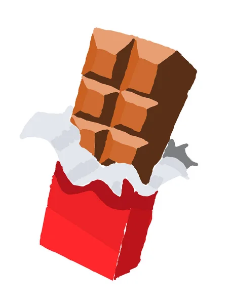 Barra de chocolate, envoltório de polietileno vermelho. Desenhado à mão . — Fotografia de Stock