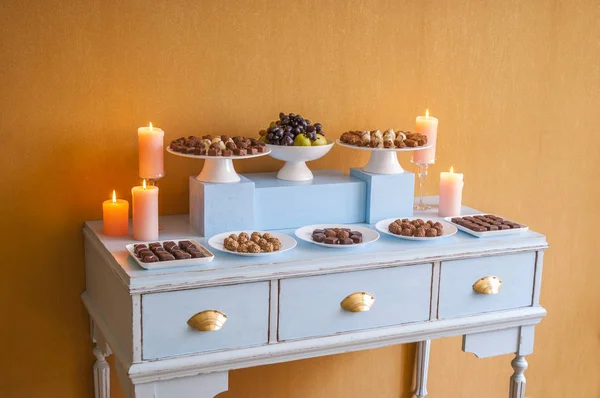 Mesa Sobremesa Para Uma Festa Casamento — Fotografia de Stock