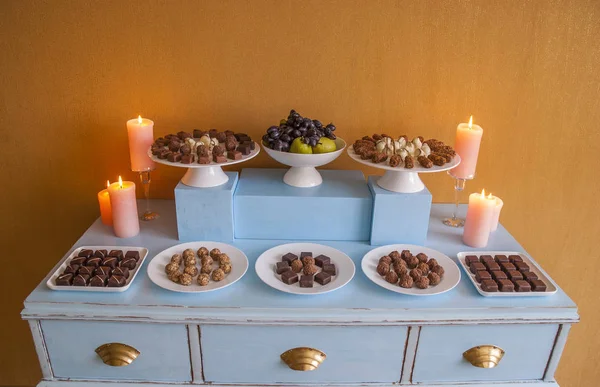 Mesa Postres Para Una Fiesta Bodas — Foto de Stock