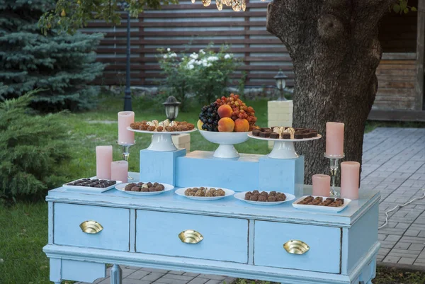 Mesa Postres Para Una Fiesta Bodas — Foto de Stock