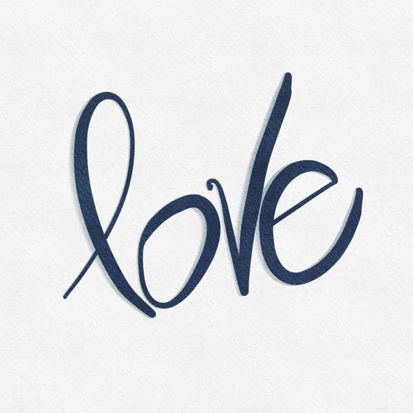 Word Love in Blue paint on White textured background — Stock Photo, Image