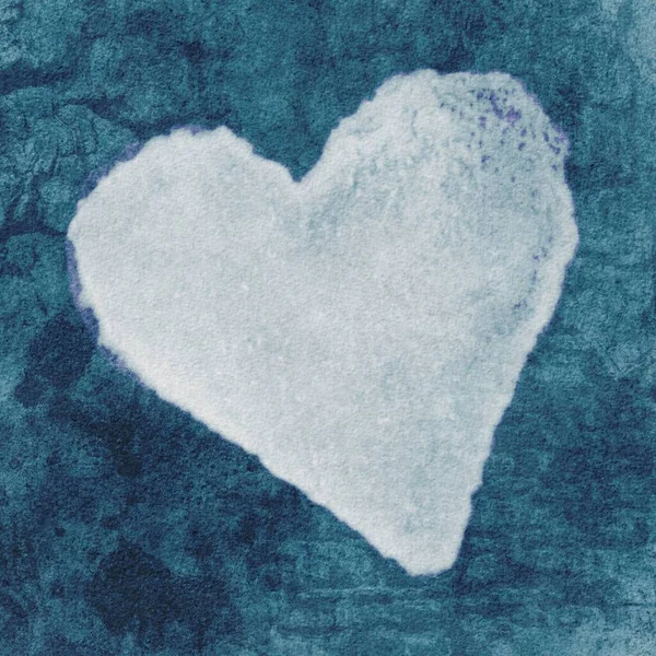Grunge Blue с черным абстрактным текстурированным фоном с белым сердцем — стоковое фото