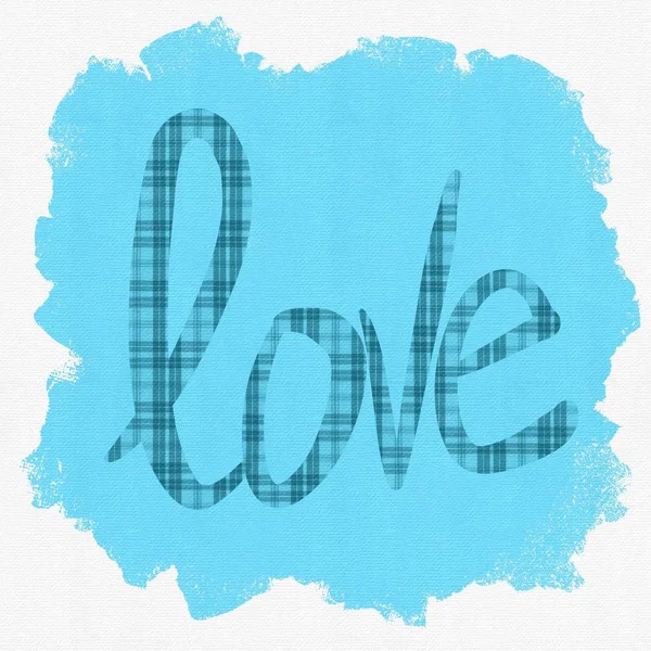 Blue water mark paint on White textured background with word love — Stock Photo, Image