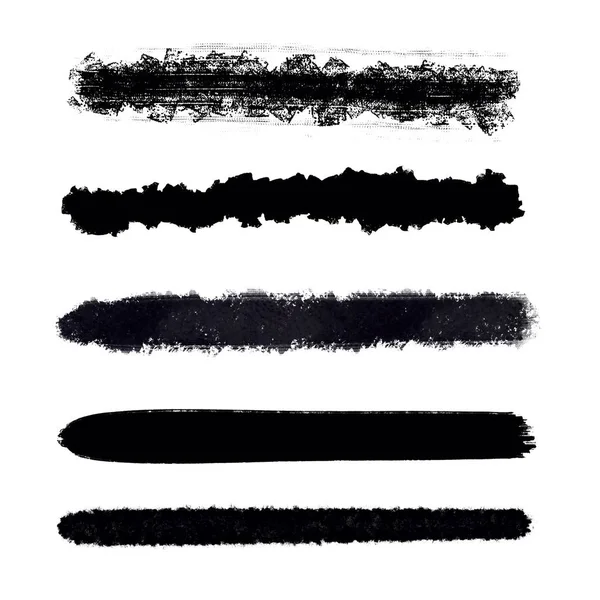 Hand drawn various shapes brush strokes. Creative black thin paint brush lines, isolated on white background. — Stock Photo, Image