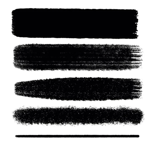 Χειροποίητα διάφορα σχήματα πινελιές. Δημιουργικές μαύρες λεπτές γραμμές πινέλου χρώματος, απομονωμένες σε λευκό φόντο. — Φωτογραφία Αρχείου