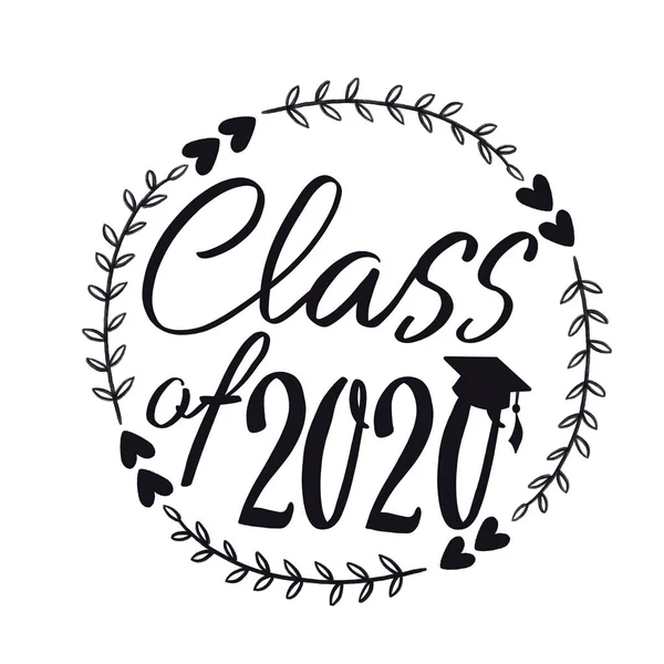 带毕业帽和心框的2020届 — 图库照片