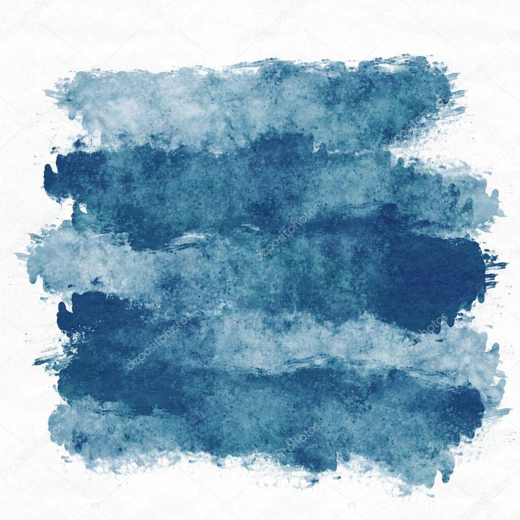 Blue water mark paint ink on White textured background