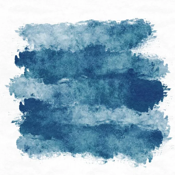 Niebieski Znak Wodny Farba Atrament Białym Tle Teksturowane — Zdjęcie stockowe