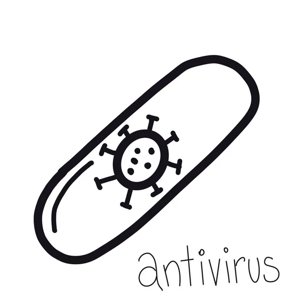 Antivirus Pill Icon Isolated White Corona Virus — Stock Photo, Image