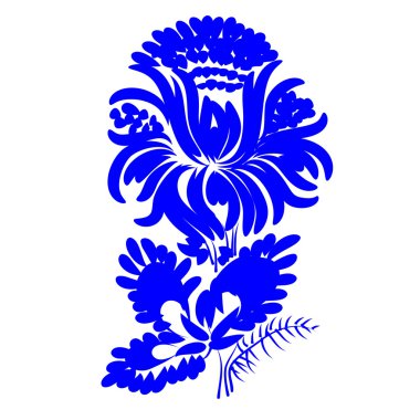 çiçek mavi siluet vektör eps10 halk dekoratif resim